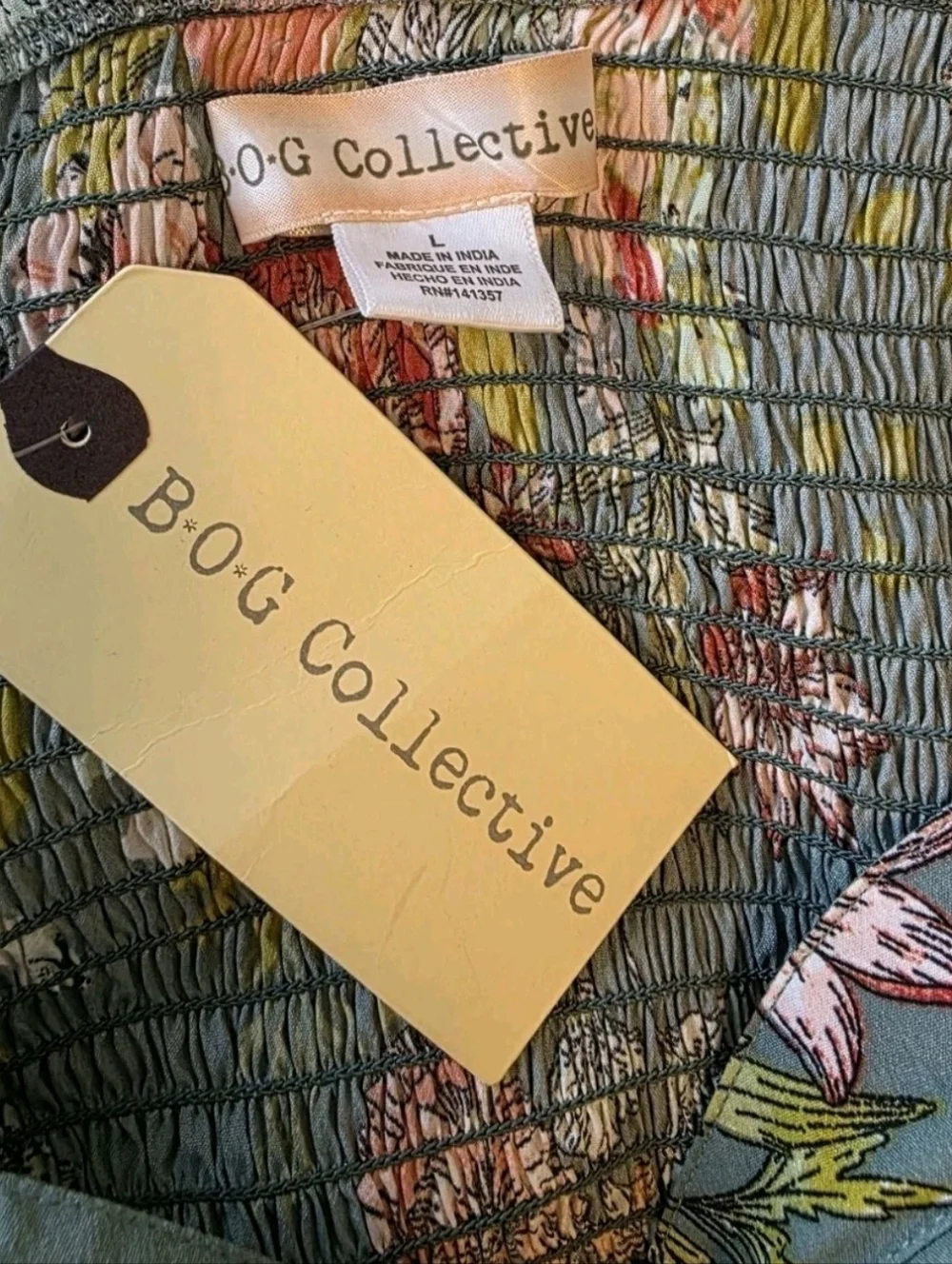 B.O.G. Collective Green Large Floral Dress Boho Cottagecore Maxi NWT - Picture 6 of 6